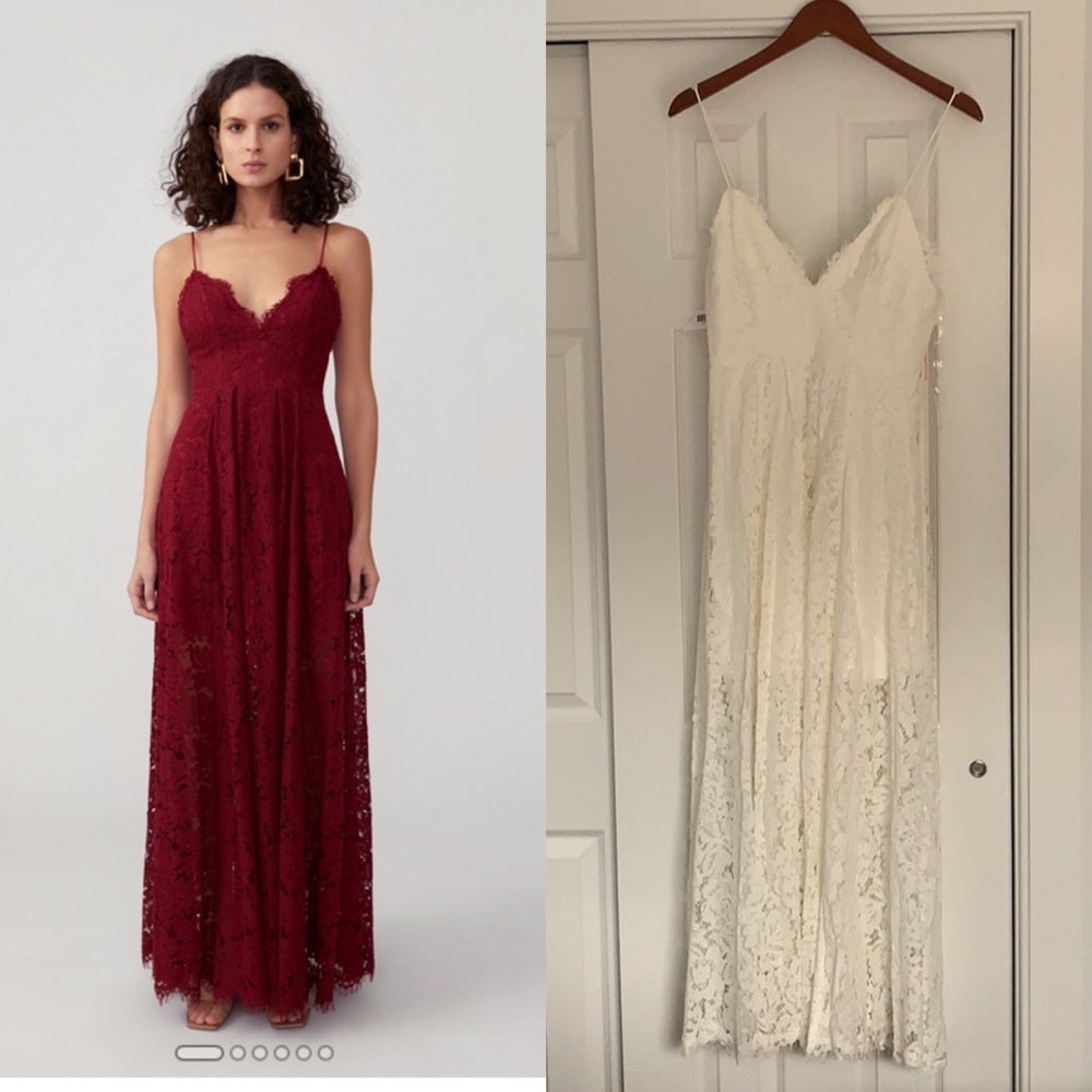 Fame and Partners V-Neck Full Skirt Dress in IVORY